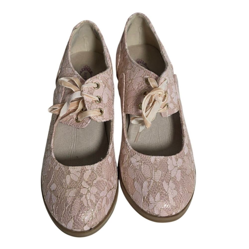 Joyfolie Tribeca Lace Booties Youth 5 Pink Coquette Dress Shoes Cute KidCore